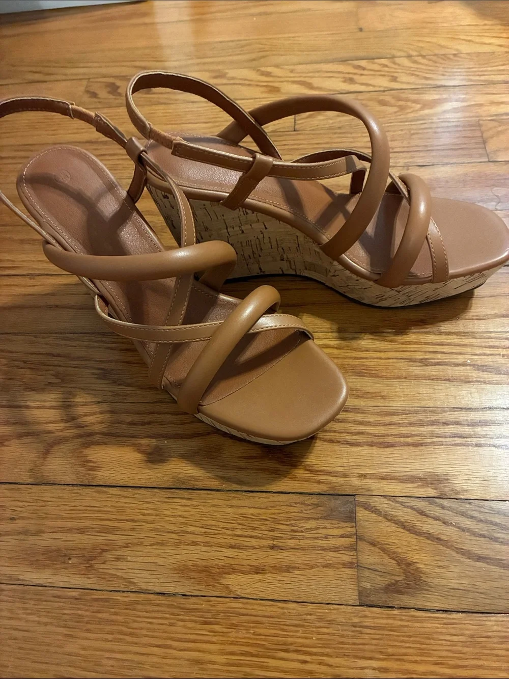 Women’s Tan Wedge Sandals - Strappy Platform Slingback